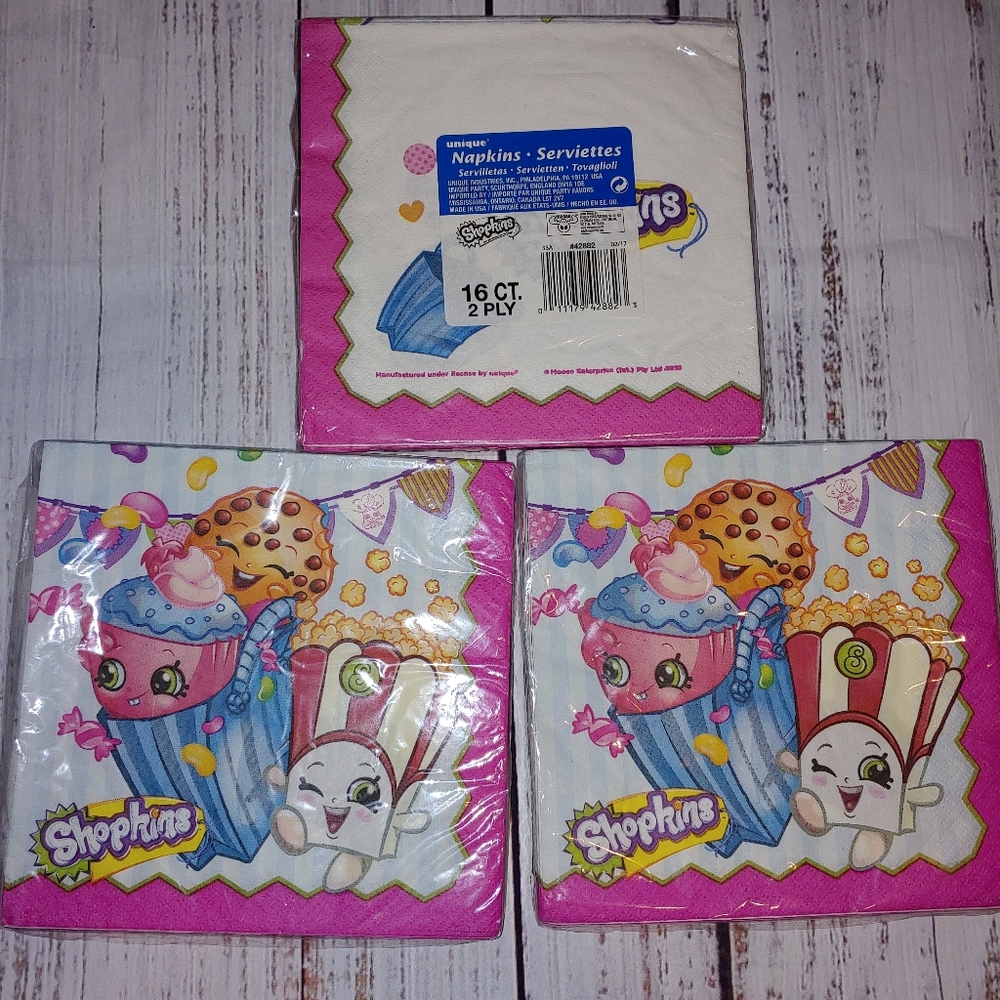Shopkins Party Napkins, Three packs of 16